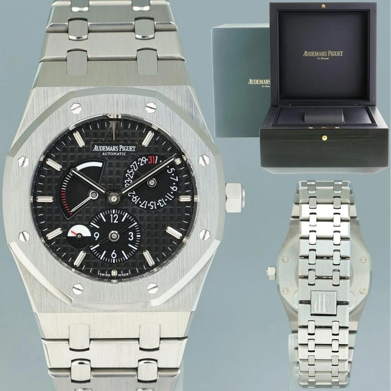 2010 PAPERS MINT Audemars Piguet Royal Oak Dual Time Steel 26120ST Black 39mm (1 of 6)
