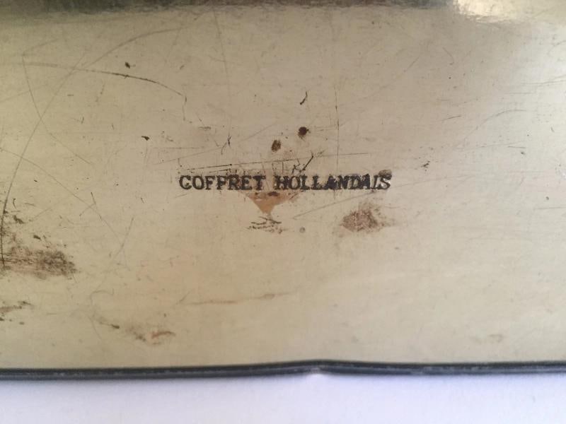 VINTAGE 1940'S COFFRET HOLLANDAIS LARGE BLACK METAL ASIAN STYLE BISCUIT TIN BOX - 8