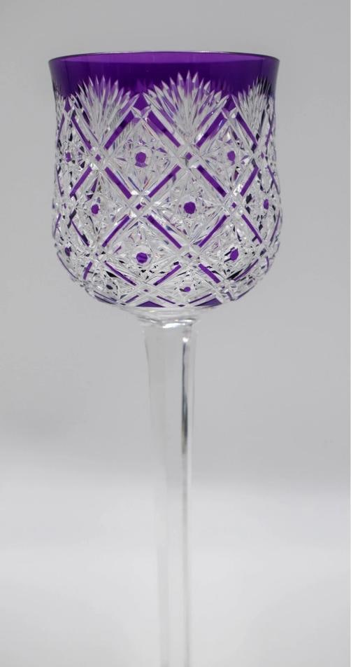 Amazing Baccarat Purple Cut to Clear Wine Glass - Signed - 2