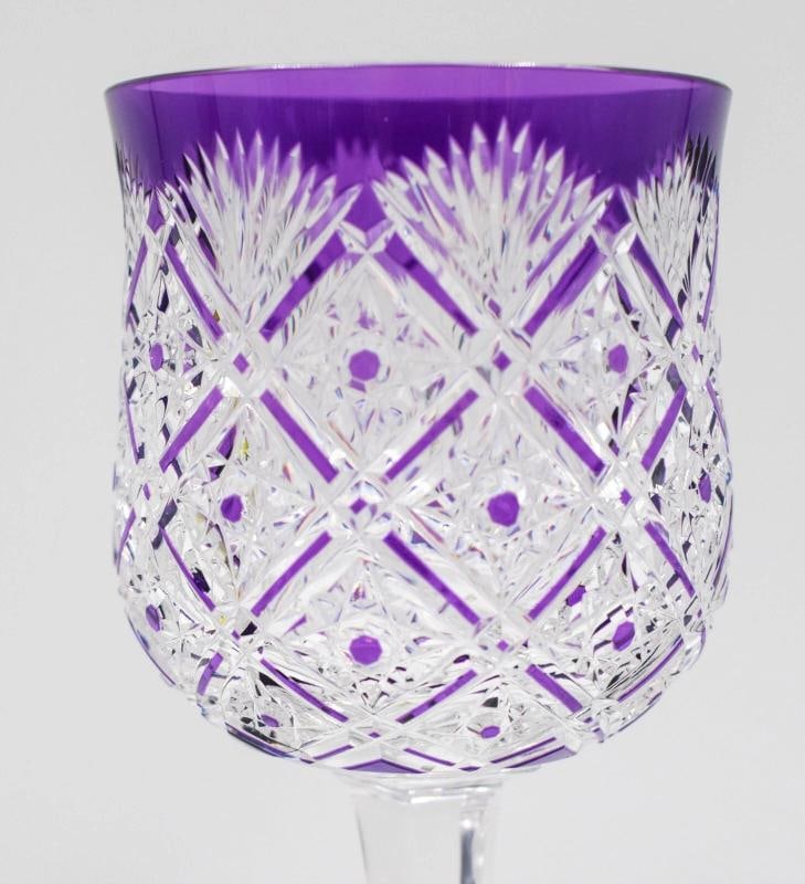 Amazing Baccarat Purple Cut to Clear Wine Glass - Signed - 3