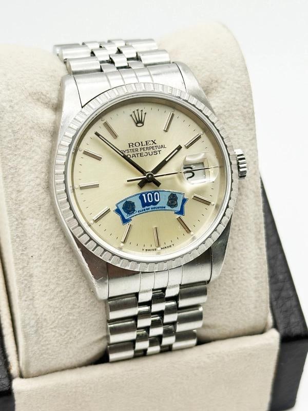 RARE Rolex Datejust 16220 100 CLUB OF HOUSTON Dial 36mm Stainless Steel - 3