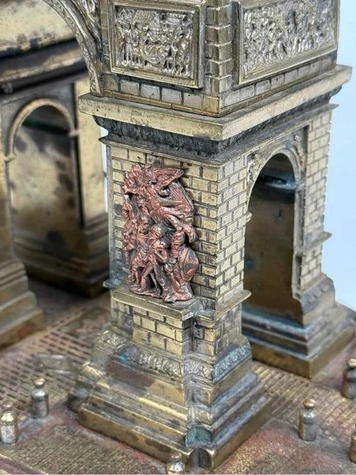 Antique 19thC French Bronze Arc de Triomphe Paris Grand Tour Monument Statue Box - 12