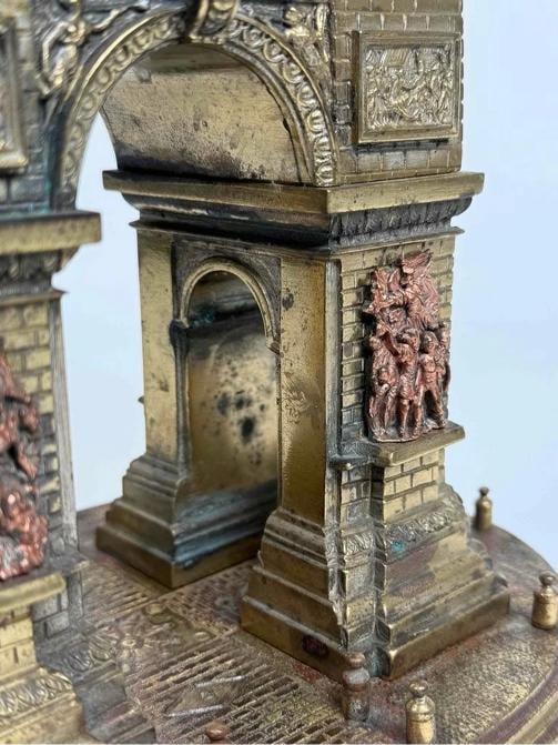 Antique 19thC French Bronze Arc de Triomphe Paris Grand Tour Monument Statue Box - 13