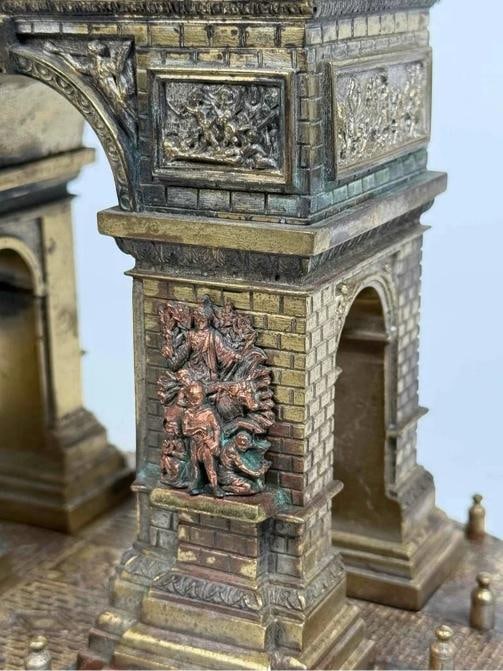Antique 19thC French Bronze Arc de Triomphe Paris Grand Tour Monument Statue Box - 17
