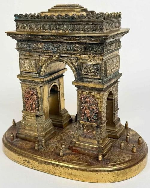 Antique 19thC French Bronze Arc de Triomphe Paris Grand Tour Monument Statue Box - 2