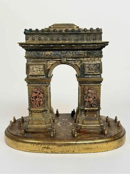 Antique 19thC French Bronze Arc de Triomphe Paris Grand Tour Monument Statue Box - 3