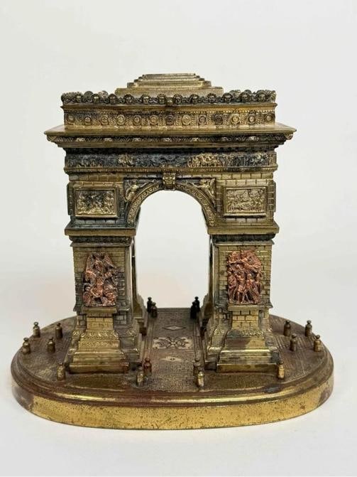 Antique 19thC French Bronze Arc de Triomphe Paris Grand Tour Monument Statue Box - 4