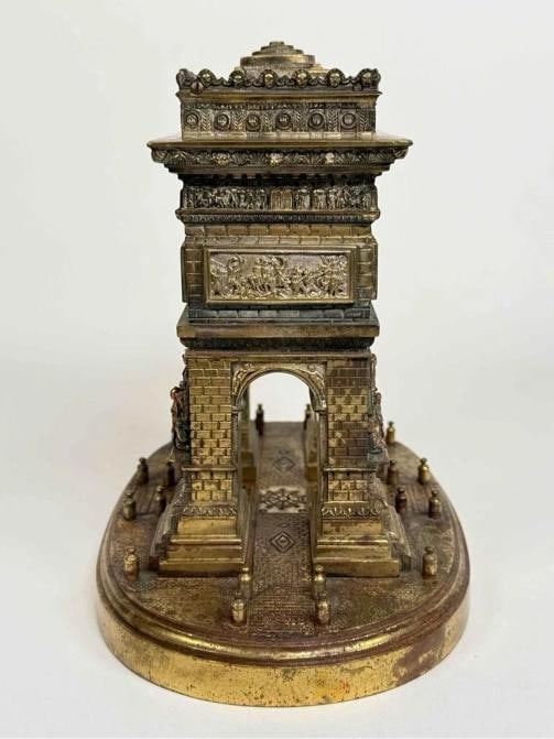 Antique 19thC French Bronze Arc de Triomphe Paris Grand Tour Monument Statue Box - 6