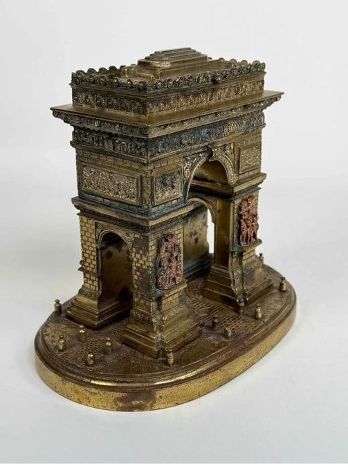 Antique 19thC French Bronze Arc de Triomphe Paris Grand Tour Monument Statue Box - 8