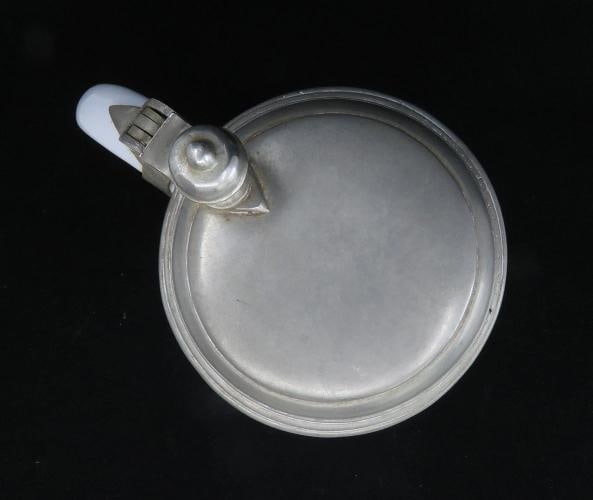 Charming mid 1800s German Faience Beer Stein 1L Rearing Horse Scene Pewter Lid - 5