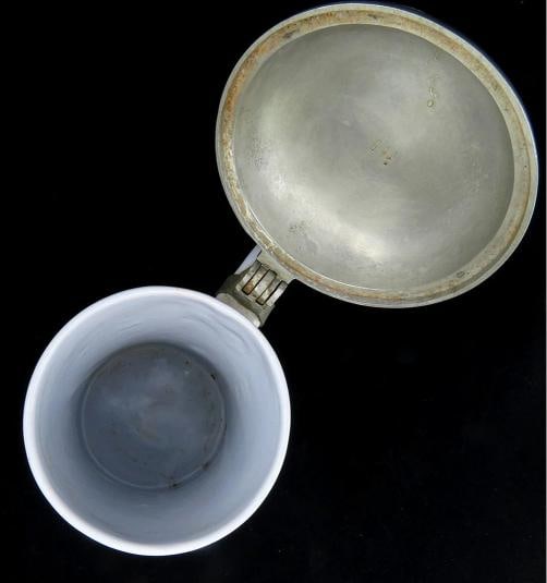 Charming mid 1800s German Faience Beer Stein 1L Rearing Horse Scene Pewter Lid - 6