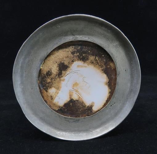 Charming mid 1800s German Faience Beer Stein 1L Rearing Horse Scene Pewter Lid - 7