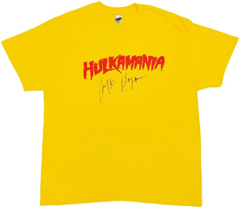 Hulk Hogan Autographed Signed Yellow WWE Hulkamania T-Shirt JSA: Player: Hulk Hogan,Sport: Wrestling,Product: Memorabilia,Signed: Yes,Autograph Authentication: James Spence Authentication (JSA),Original/Reprint: Original,Country of Origin: United States 
