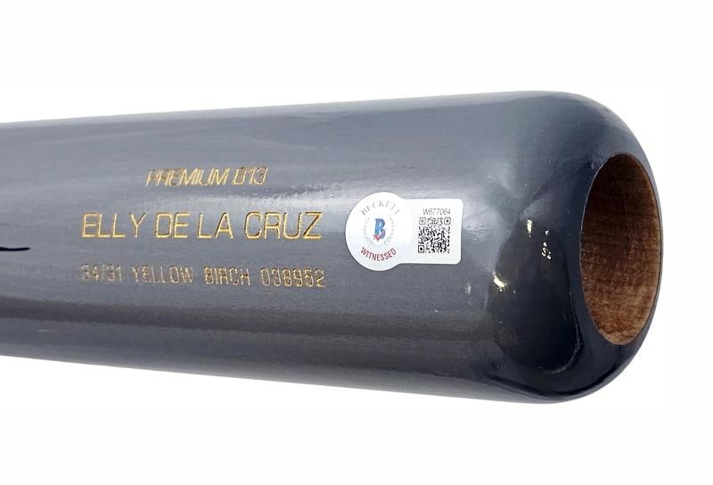 Elly De La Cruz Signed Gray B45 Player Model Bat Cincinnati Reds Beckett Witness - 5