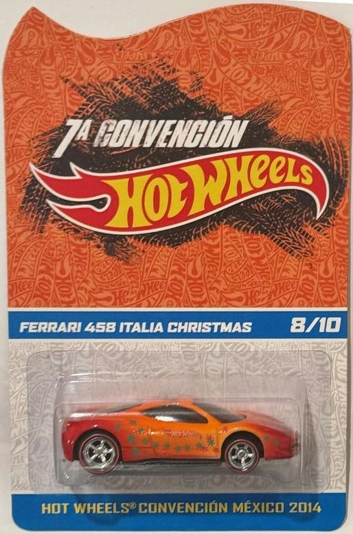 Orange FERRARI 458 ITALIA Hot Wheels 2014 Mexico Convention #8/10 Christmas (1 of 4)