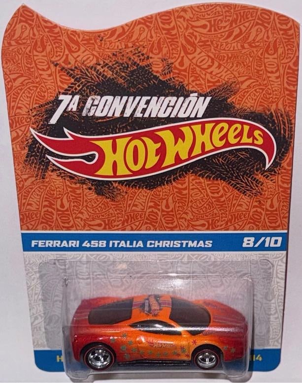 Orange FERRARI 458 ITALIA Hot Wheels 2014 Mexico Convention #8/10 Christmas - 2