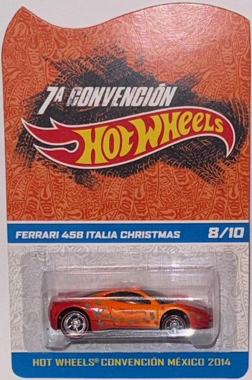 Orange FERRARI 458 ITALIA Hot Wheels 2014 Mexico Convention #8/10 Christmas - 3