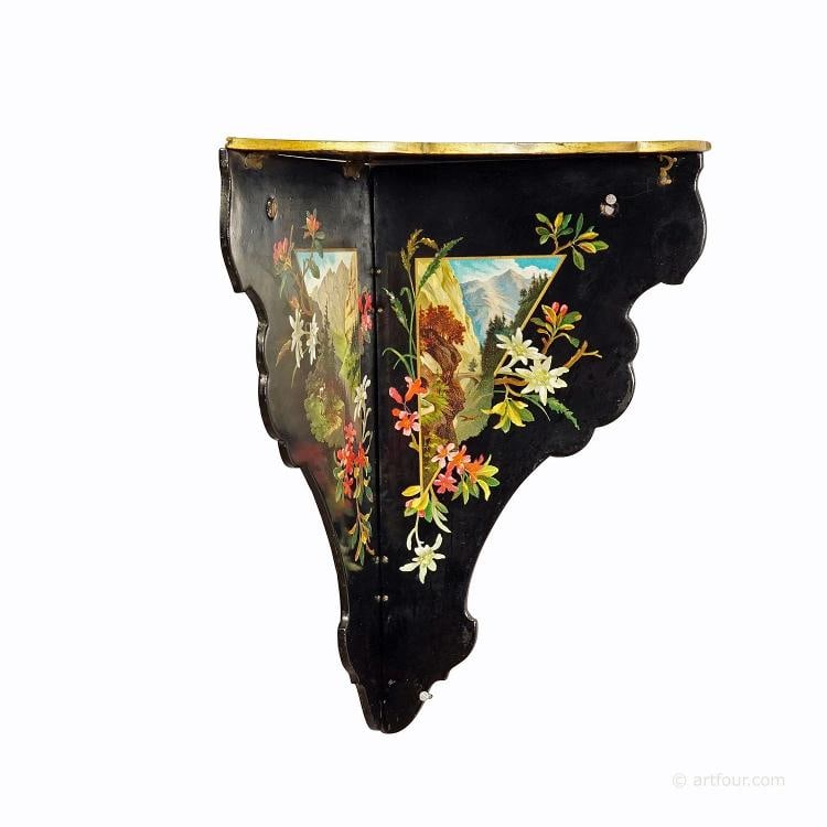Antique Victorian Papier-MÃƒÂ¢chÃƒÂ© Wall Shelve with Edelwe: width: 7.28 inches height: 11.42 inches depth: 6.89 inches Condition: Used,Country/Region of Origin: europe,Original/Reproduction: original,Country of Origin: Germany 