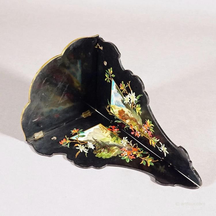 Antique Victorian Papier-MÃƒÂ¢chÃƒÂ© Wall Shelve with Edelwe - 7