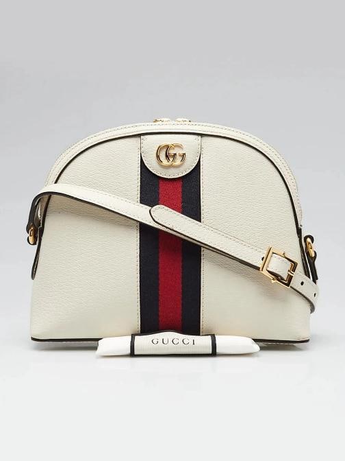 Gucci White Leather Vintage Web Small Ophidia Crossbody Bag - 12