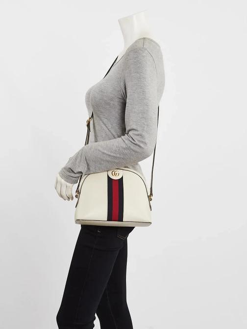 Gucci White Leather Vintage Web Small Ophidia Crossbody Bag - 2