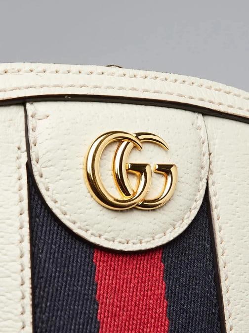 Gucci White Leather Vintage Web Small Ophidia Crossbody Bag - 7