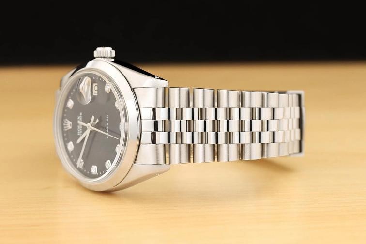 ROLEX OYSTERDATE PRECISION 6694 BLACK DIAMOND MANUAL WIND STEEL 34MM WATCH - 4