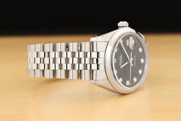 ROLEX OYSTERDATE PRECISION 6694 BLACK DIAMOND MANUAL WIND STEEL 34MM WATCH - 7