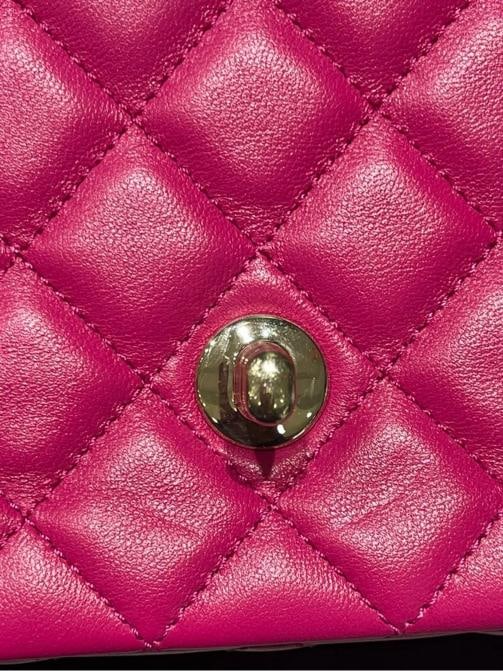 Chanel Mini Crystal & Brass Top Handle Bag in Dark Pink - 11
