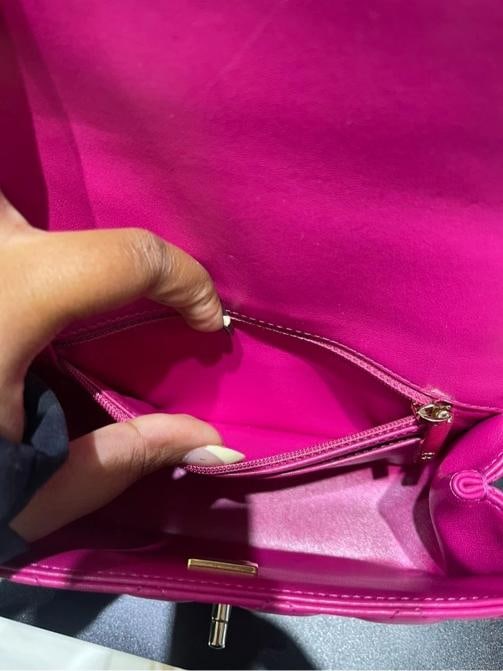 Chanel Mini Crystal & Brass Top Handle Bag in Dark Pink - 15