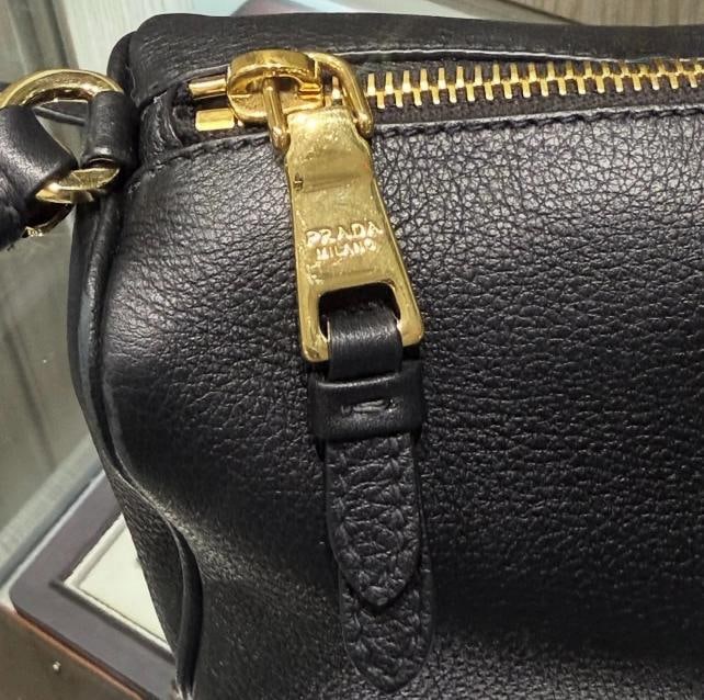 Prada Enameled Metal Triangle Leather Pouch Shoulder Bag - 4