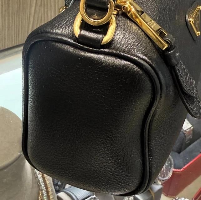 Prada Enameled Metal Triangle Leather Pouch Shoulder Bag - 5