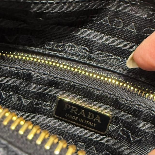 Prada Enameled Metal Triangle Leather Pouch Shoulder Bag - 9