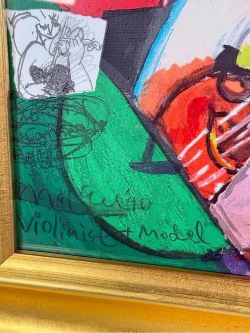 Michael Leu 1990 Violinist & Model 153/300 Serigraph Art Print Signed Gilt Frame - 11