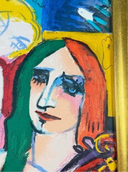 Michael Leu 1990 Violinist & Model 153/300 Serigraph Art Print Signed Gilt Frame - 4