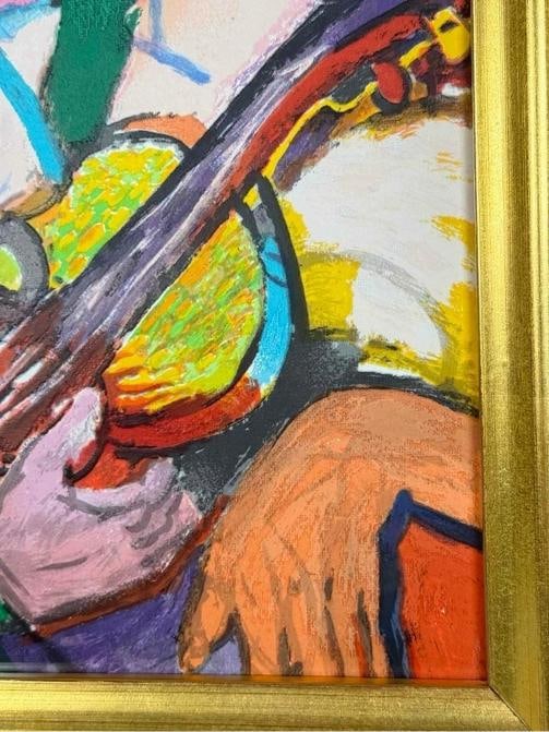 Michael Leu 1990 Violinist & Model 153/300 Serigraph Art Print Signed Gilt Frame - 5