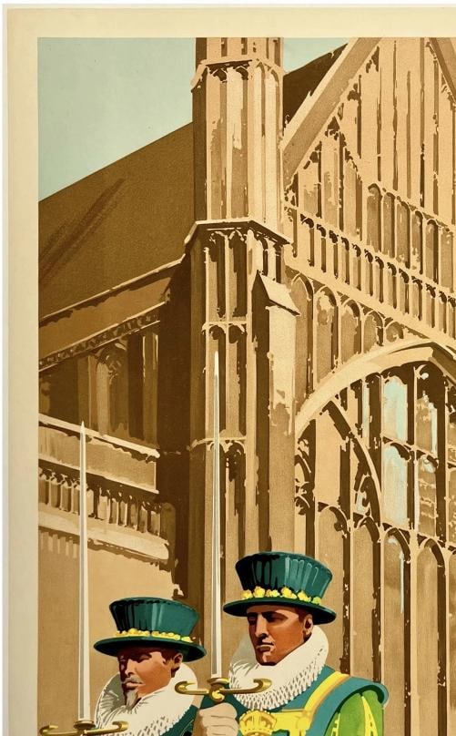 Original Vintage Poster WINCHESTER SEE BRITAIN BY TRAIN Rail British Travel OL - 2