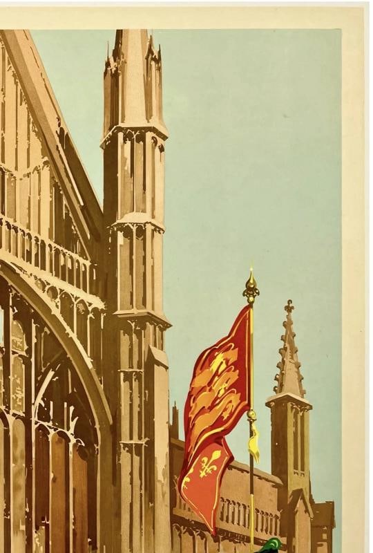 Original Vintage Poster WINCHESTER SEE BRITAIN BY TRAIN Rail British Travel OL - 3