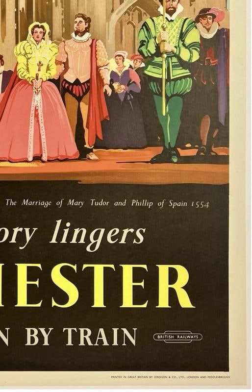 Original Vintage Poster WINCHESTER SEE BRITAIN BY TRAIN Rail British Travel OL - 5