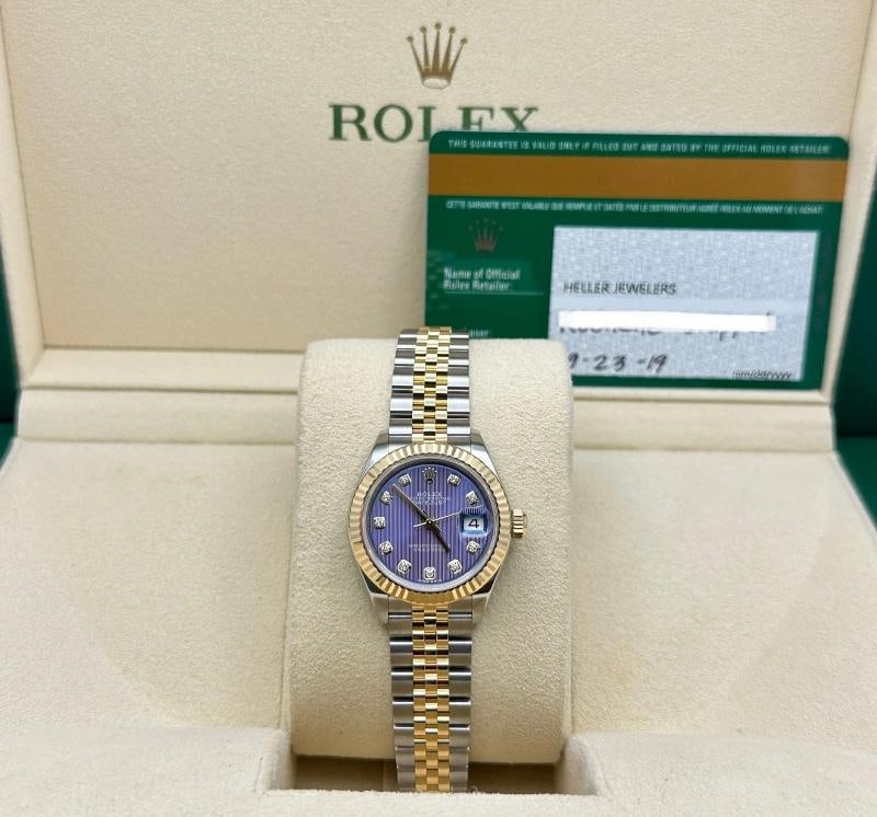 Rolex Ladies Datejust 279173 Lavender Purple Diamond Dial 18K Gold Steel 28mm - 2