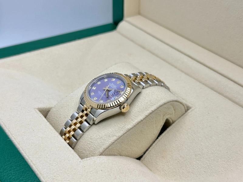 Rolex Ladies Datejust 279173 Lavender Purple Diamond Dial 18K Gold Steel 28mm - 3