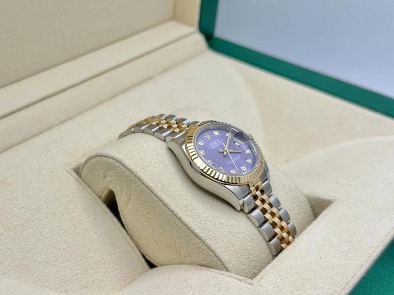 Rolex Ladies Datejust 279173 Lavender Purple Diamond Dial 18K Gold Steel 28mm - 4