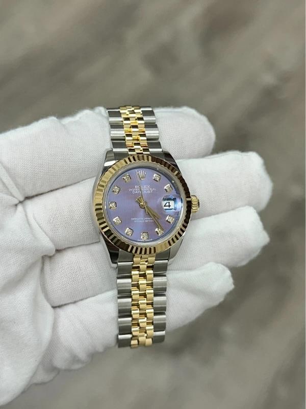 Rolex Ladies Datejust 279173 Lavender Purple Diamond Dial 18K Gold Steel 28mm - 5