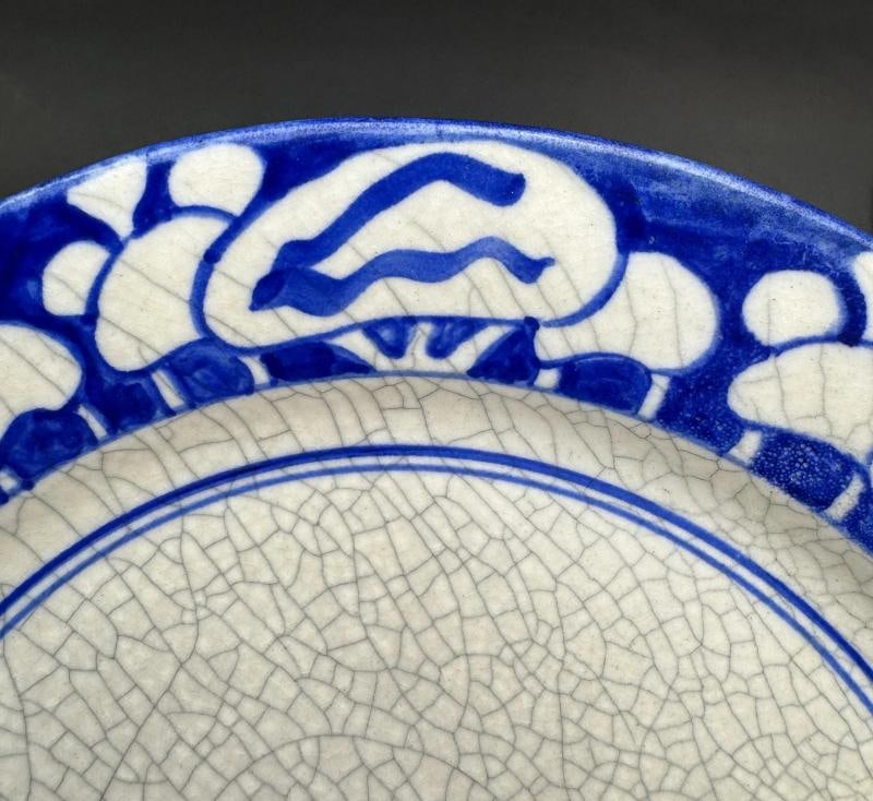 Antique Dedham Pottery Snow Tree / Mushroom 10" Plate Good Marks NOT Repro - 3