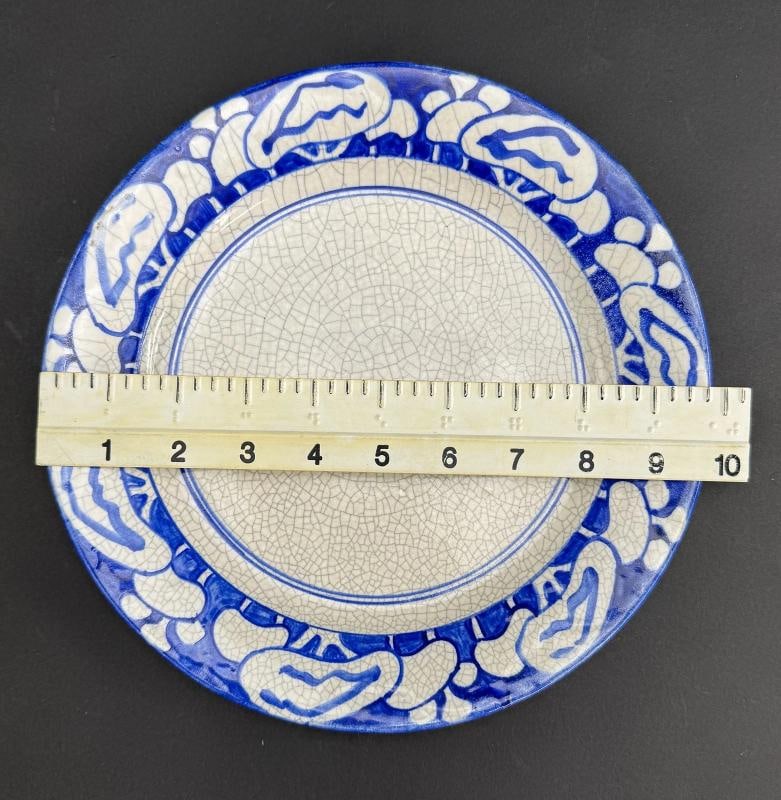 Antique Dedham Pottery Snow Tree / Mushroom 10" Plate Good Marks NOT Repro - 7