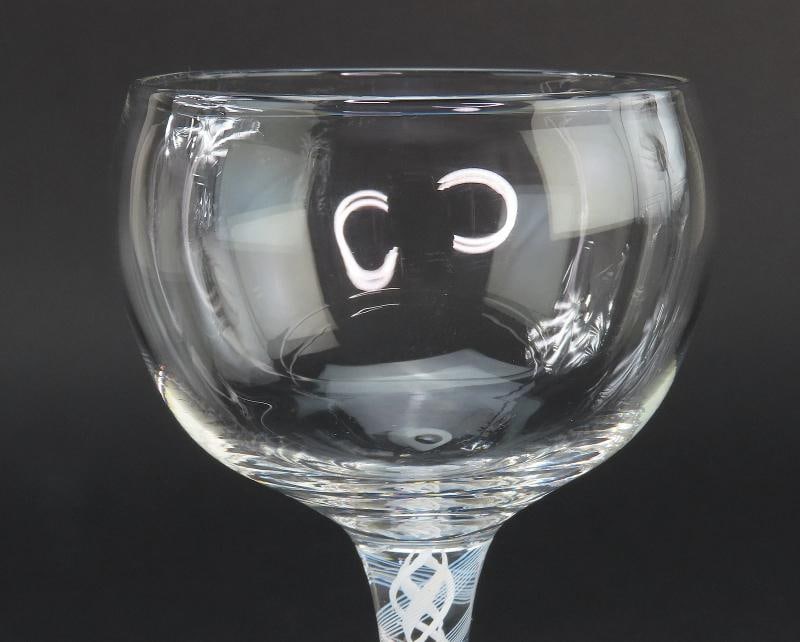 5 Tall Cotton Twist Stem Latticino 3 ozs White Wine Glasses 7 5/8" Tall - 4