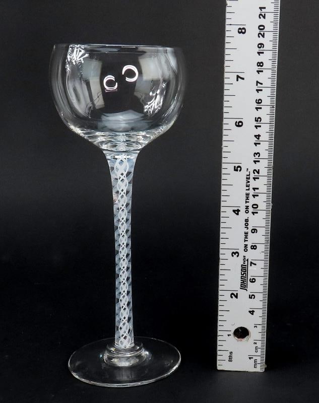 5 Tall Cotton Twist Stem Latticino 3 ozs White Wine Glasses 7 5/8" Tall - 5