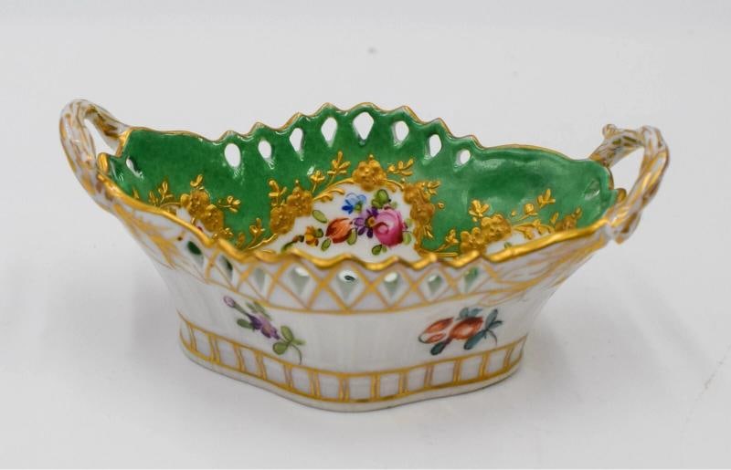 Antique French Sevres Hand Painted Salt Dip Dish - Pierced, Circa 1890 (1 of 6)
