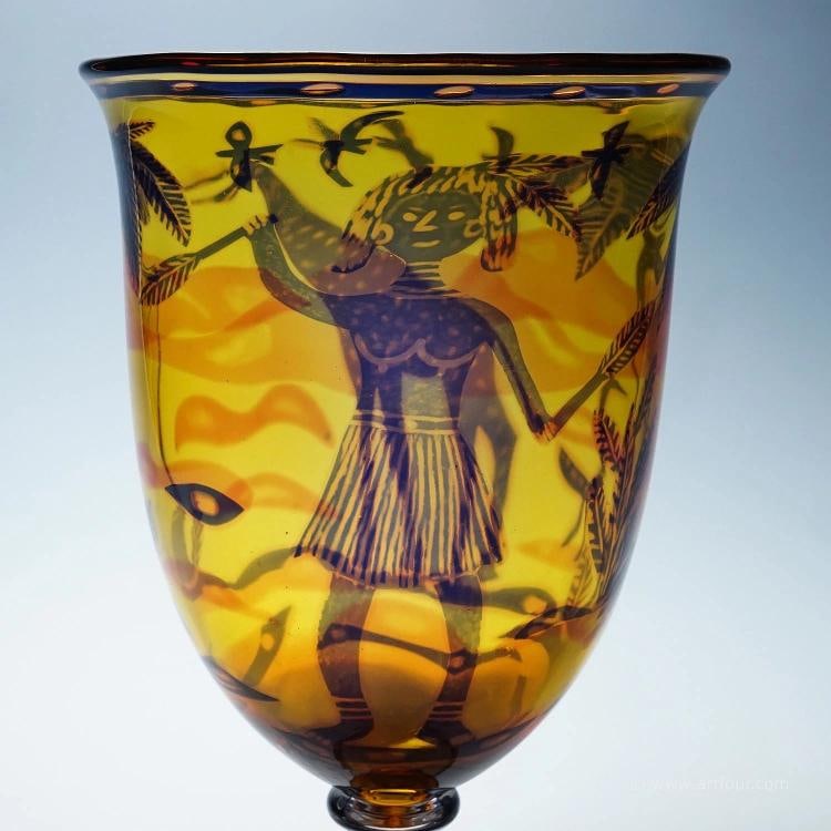 Art Glass Graal Goblet by Wilke Adolfsson 1988 - 7