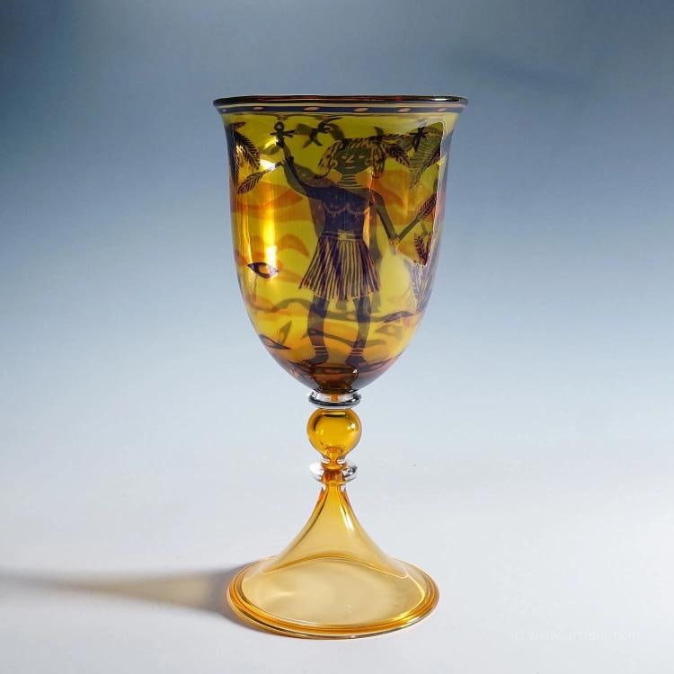 Art Glass Graal Goblet by Wilke Adolfsson 1988 - 8